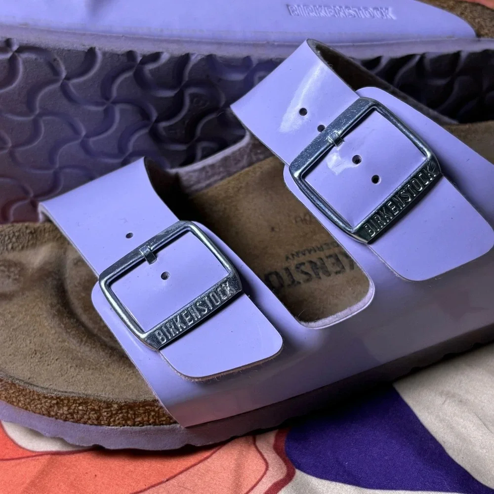 Birkenstock Arizona Lavender Purple Patent Birko-Flor Sandals Womens Walking 41